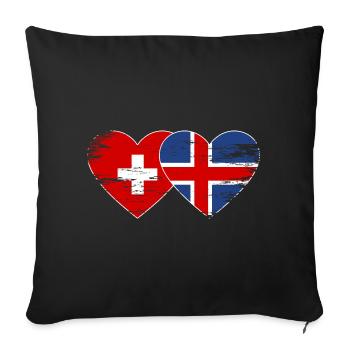 Switzerland Iceland Flag Heart used - Sofa pillowcase 17,3'' x 17,3'' (45 x 45 cm) - black - Front
