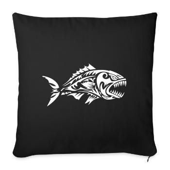 Fish Tribal Piranha - Sofa pillowcase 17,3'' x 17,3'' (45 x 45 cm) - black - Front