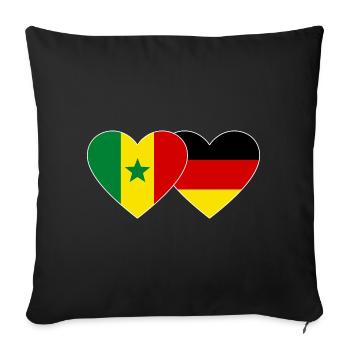 Senegal Germany Flag Hands Heart Shape - Sofa pillowcase 17,3'' x 17,3'' (45 x 45 cm) - black - Front
