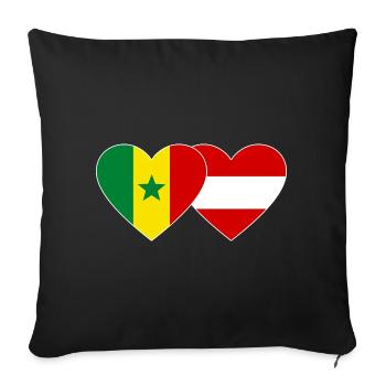 Senegal Austria Flag Hands Heart Shape - Sofa pillowcase 17,3'' x 17,3'' (45 x 45 cm) - black - Front