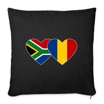 South Africa Chad Flag Heart Used - Sofa pillowcase 17,3'' x 17,3'' (45 x 45 cm) - black - Front