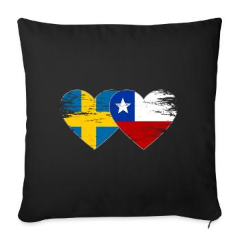 Sweden Chile flag heart used - Sofa pillowcase 17,3'' x 17,3'' (45 x 45 cm) - black - Front
