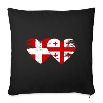 Danemark Géorgie drapeau coeur utilisé - Housse de coussin décorative 45 x 45 cm - noir - Devant