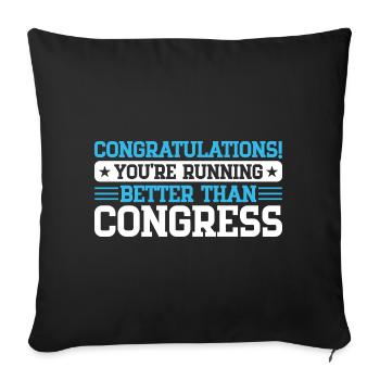 Un marathonien court mieux que le Congrès - Housse de coussin décorative 45 x 45 cm - noir - Devant