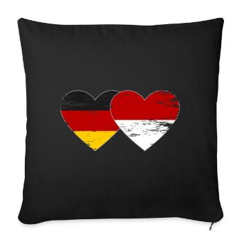 Allemagne Indonésie Drapeau Coeur - Housse de coussin décorative 45 x 45 cm - noir - Devant