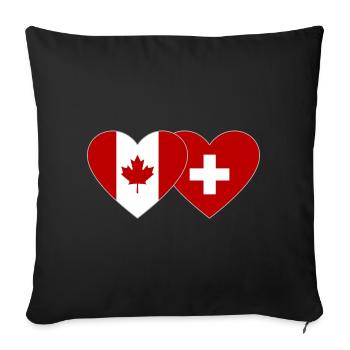 Canada Switzerland Flag Heart - Sofa pillowcase 17,3'' x 17,3'' (45 x 45 cm) - black - Front