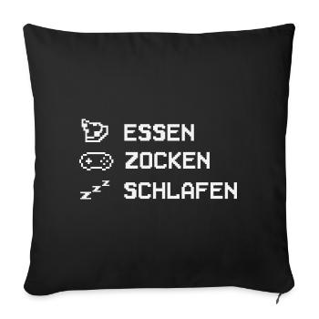 Food Gaming Sleeping Gamer Saying - Sofa pillowcase 17,3'' x 17,3'' (45 x 45 cm) - black - Front