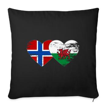 Norway Wales flag heart used - Sofa pillowcase 17,3'' x 17,3'' (45 x 45 cm) - black - Front