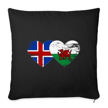 Iceland Wales flag heart used - Sofa pillowcase 17,3'' x 17,3'' (45 x 45 cm) - black - Front