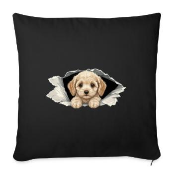 Cockapoo Spieur Mignon, papier déchiré par un Goldendoodle - Housse de coussin décorative 45 x 45 cm - noir - Devant