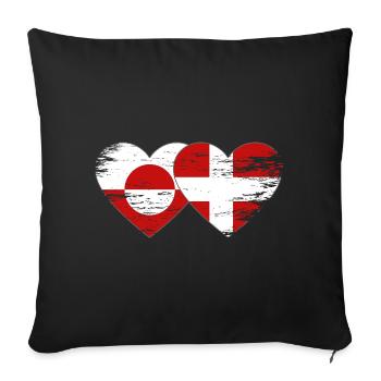 Cœur du drapeau du Groenland-Danemark utilisé - Housse de coussin décorative 45 x 45 cm - noir - Devant
