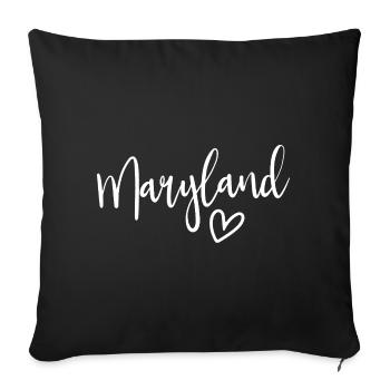 Maryland Heart Women’s Love Maryland - Housse de coussin décorative 45 x 45 cm - noir - Devant