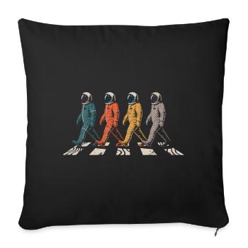 Astronaut Crossing T-Shirt – Space Walk - Sofa pillowcase 17,3'' x 17,3'' (45 x 45 cm) - black - Front