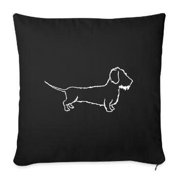 Dackel Rauhaardackel Dachshund Hundeliebe - Sofakissenbezug 45 x 45 cm - Schwarz - Vorne