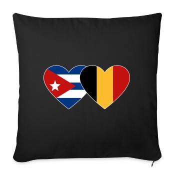 Cœur du drapeau de Cuba Belgique - Housse de coussin décorative 45 x 45 cm - noir - Devant