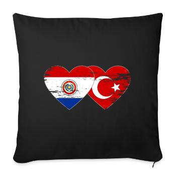 Paraguay Türkei Flagge Herz used - Sofakissenbezug 45 x 45 cm - Schwarz - Vorne