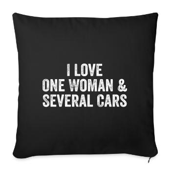 A Woman and Many Cars: Auto Humor - Sofa pillowcase 17,3'' x 17,3'' (45 x 45 cm) - black - Front