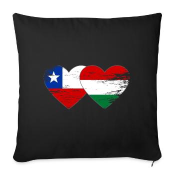 Bolivien_Ungarn_Flagge_Herz_used - Sofa pillowcase 17,3'' x 17,3'' (45 x 45 cm) - black - Front