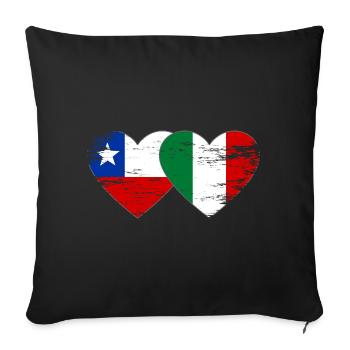 Chile Italy flag heart used - Sofa pillowcase 17,3'' x 17,3'' (45 x 45 cm) - black - Front