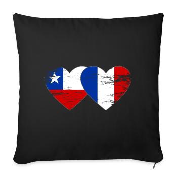 Chile France flag heart used - Sofa pillowcase 17,3'' x 17,3'' (45 x 45 cm) - black - Front