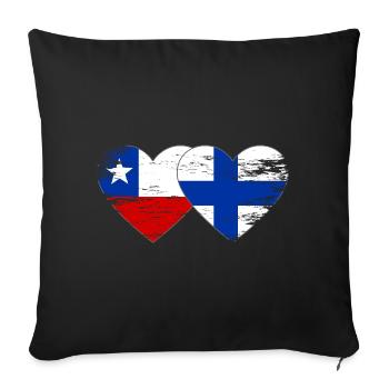Chile Finland Flag Heart - Sofa pillowcase 17,3'' x 17,3'' (45 x 45 cm) - black - Front
