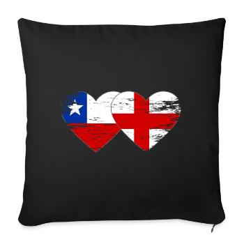 Chile England flag heart - Sofa pillowcase 17,3'' x 17,3'' (45 x 45 cm) - black - Front