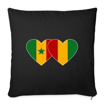 Senegal_Guinea_Flagge_Herz - Housse de coussin décorative 45 x 45 cm - noir - Devant