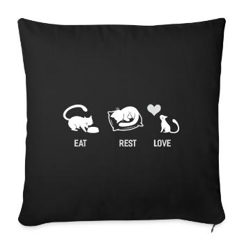 Eat rest love - Sofa pillowcase 17,3'' x 17,3'' (45 x 45 cm) - black - Front