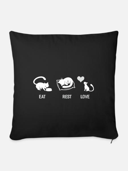 Eat rest love - Sofakissenbezug 45 x 45 cm - Schwarz