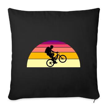 Biker au coucher du soleil - Housse de coussin décorative 45 x 45 cm - noir - Devant
