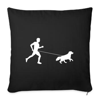 Course tout-terrain - Coureur avec chien - Canicross Chien - Housse de coussin décorative 45 x 45 cm - noir - Devant
