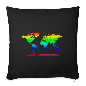 Carte du monde arc-en-ciel One Planet Earth - Housse de coussin décorative 45 x 45 cm - noir - Devant