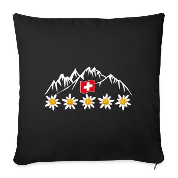 Schweiz, Berge, Gletscher, Urlaub - Sofakissenbezug 45 x 45 cm - Schwarz - Vorne