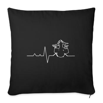 Batteur de tambour battement de coeur - Housse de coussin décorative 45 x 45 cm - noir - Devant