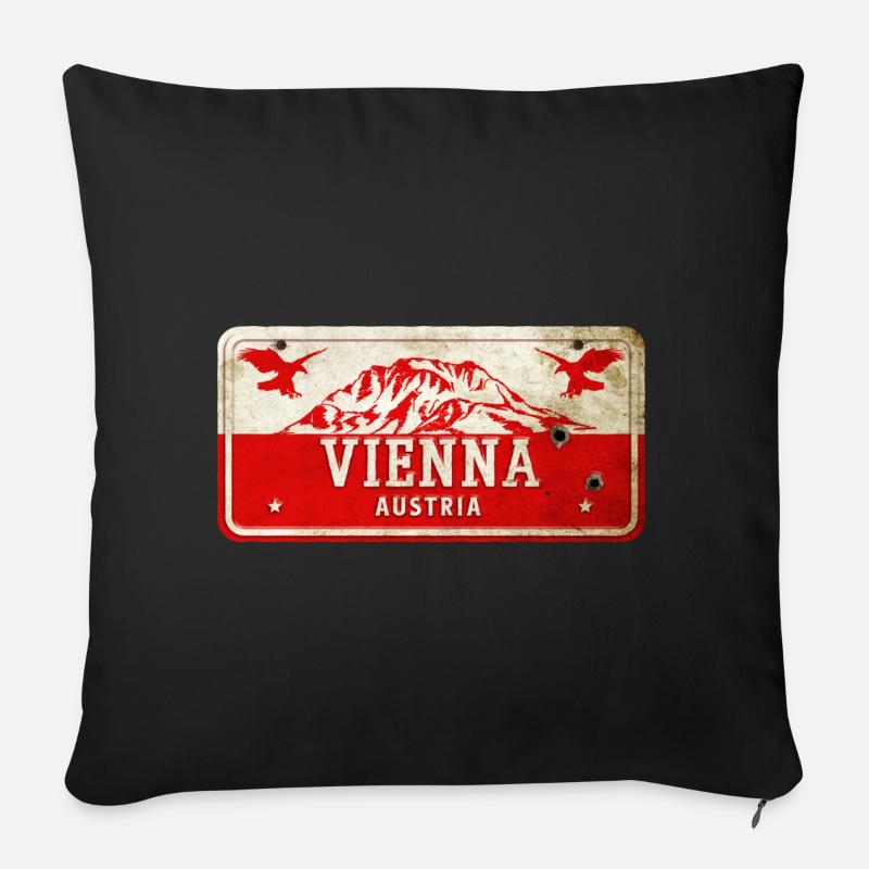 Wien Österreich Wappen Flaggen Design - Sofakissenbezug 45 x 45 cm - Schwarz