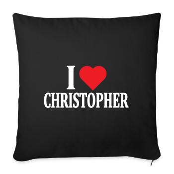 t-shirt J’adore Christopher t-shirt idée cadeau - Housse de coussin décorative 45 x 45 cm - noir - Devant