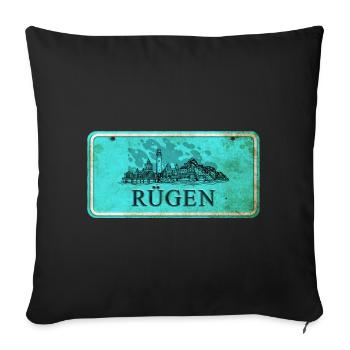 Rügen Vintage Sign - Sofa pillowcase 17,3'' x 17,3'' (45 x 45 cm) - black - Front