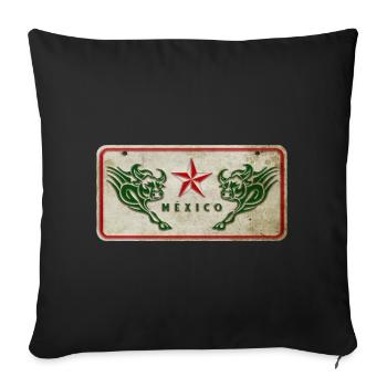 Mexico Bull Shield - Sofa pillowcase 17,3'' x 17,3'' (45 x 45 cm) - black - Front