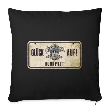 Glück auf Ruhrpott Schild - Sofakissenbezug 45 x 45 cm - Schwarz - Vorne