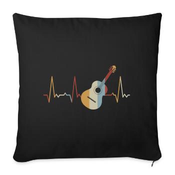 Herzschlag Gitarre - Sofakissenbezug 45 x 45 cm - Schwarz - Vorne