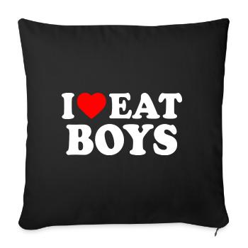 I love eat boys - Housse de coussin décorative 45 x 45 cm - noir - Devant