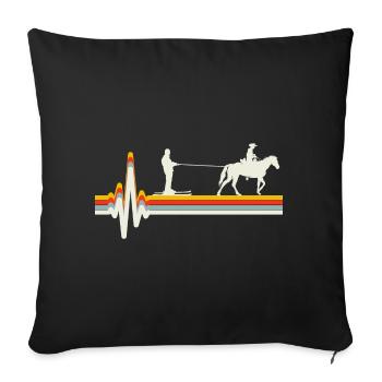 Horse Skijoring Skiing Winter Sport Heartbeat - Sofa pillowcase 17,3'' x 17,3'' (45 x 45 cm) - black - Front