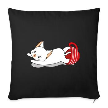 Cat Coffee Cup - Sofa pillowcase 17,3'' x 17,3'' (45 x 45 cm) - black - Front