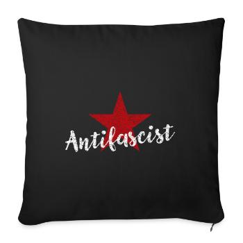 Étoile rouge antifasciste - Housse de coussin décorative 45 x 45 cm - noir - Devant