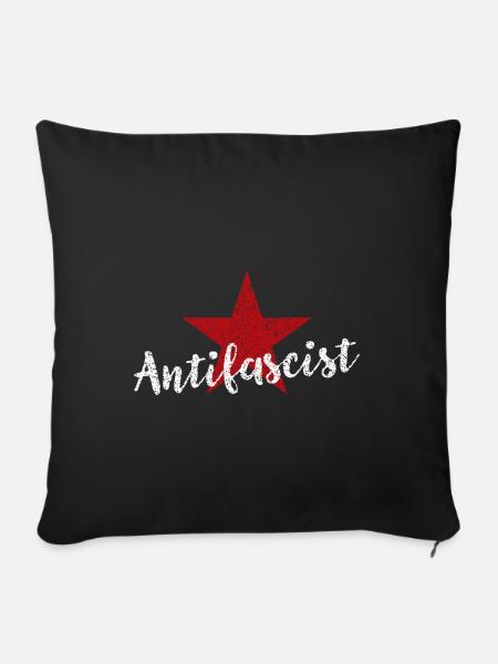 Antifaschistischer Roter Stern - Sofakissenbezug 45 x 45 cm - Schwarz