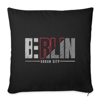 Berlin Urban City Vintage rouge - Housse de coussin décorative 45 x 45 cm - noir - Devant