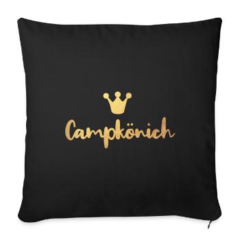 Camping King Gold Camper Luxury Glamping Crown - Sofa pillowcase 17,3'' x 17,3'' (45 x 45 cm) - black - Front