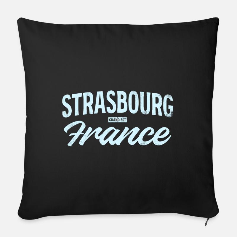 Strasbourg France Vintage Script - Sofakissenbezug 45 x 45 cm - Schwarz