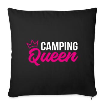 Camping Queen - Housse de coussin décorative 45 x 45 cm - noir - Devant