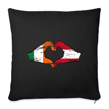 Ireland Austria Flag Hands Heart Shape Used - Sofa pillowcase 17,3'' x 17,3'' (45 x 45 cm) - black - Front